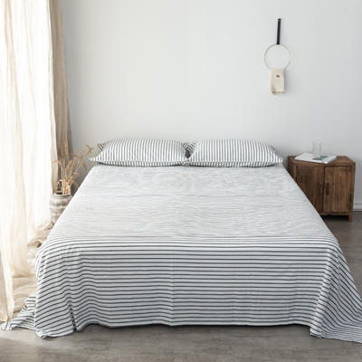 新款全棉色织水洗棉单床单无印风纯棉床单 200cmx230cm 白条