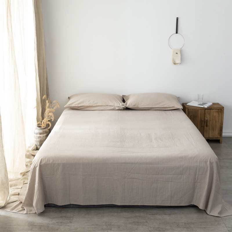 新款全棉色织水洗棉单床单无印风纯棉床单 200cmx230cm 驼