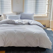 新品北欧风简约纯色全棉水洗棉四件套纯棉床单被套拼色三件套床上用品 0.9m床单款三件套 浅蓝-藏青