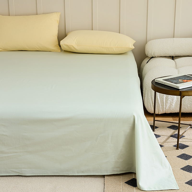 无印全棉水洗棉床单纯棉单人被单枕套三件套学生宿舍单双人床单床罩简约北欧 200cmx230cm 螺旋藻绿
