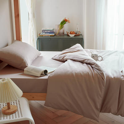 纯色酒店隔离三件套全棉水洗棉三件套纯棉床单被套床上用品 1.2m床单款三件套 纸棕（纸棕）