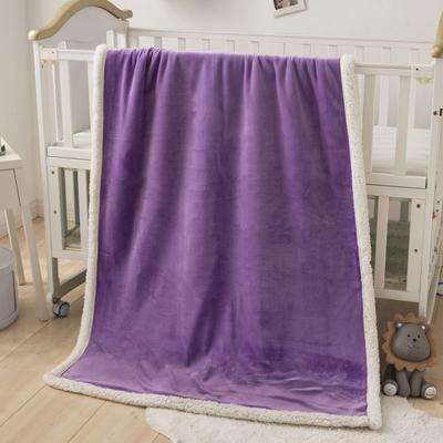 2019新款幼儿园婴童儿童法莱绒小毛毯-素色绣花款 75*100cm（绣花款） 紫色