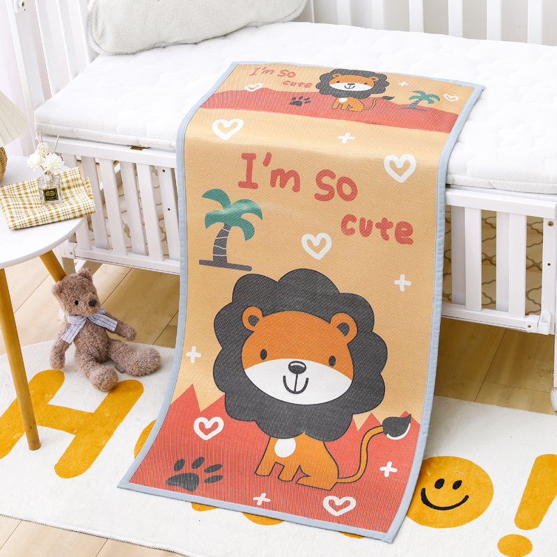 2021新款幼儿园婴童儿童大版卡通冰丝凉席枕席一体 60*120cm 狮子王