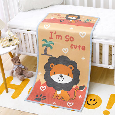 2021新款幼儿园婴童儿童大版卡通冰丝凉席枕席一体 60*120cm 狮子王