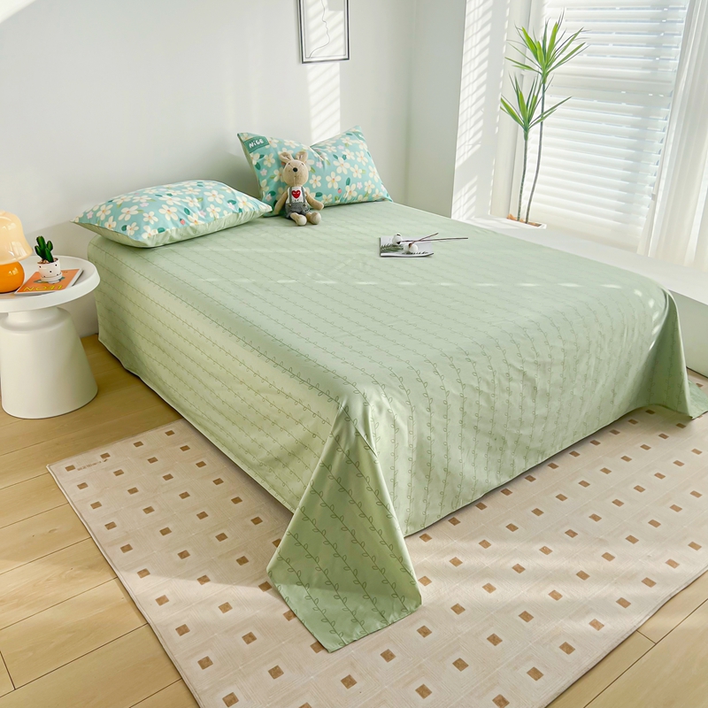 2024新款全棉印花床单枕套系列-单床单 床单230x245cm 花满城-绿