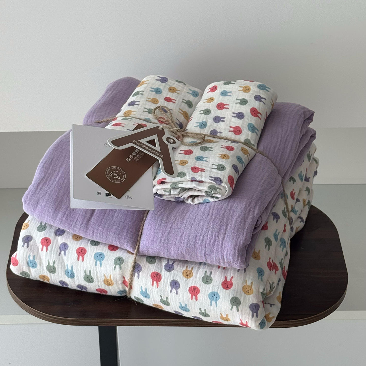 2025新款全棉基础款印花四件套 元气小兔紫