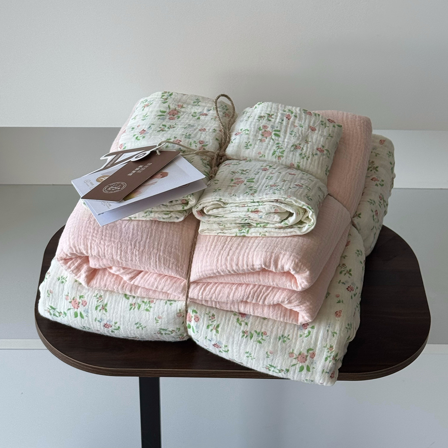 2025新款全棉基础款印花四件套 挽夏粉