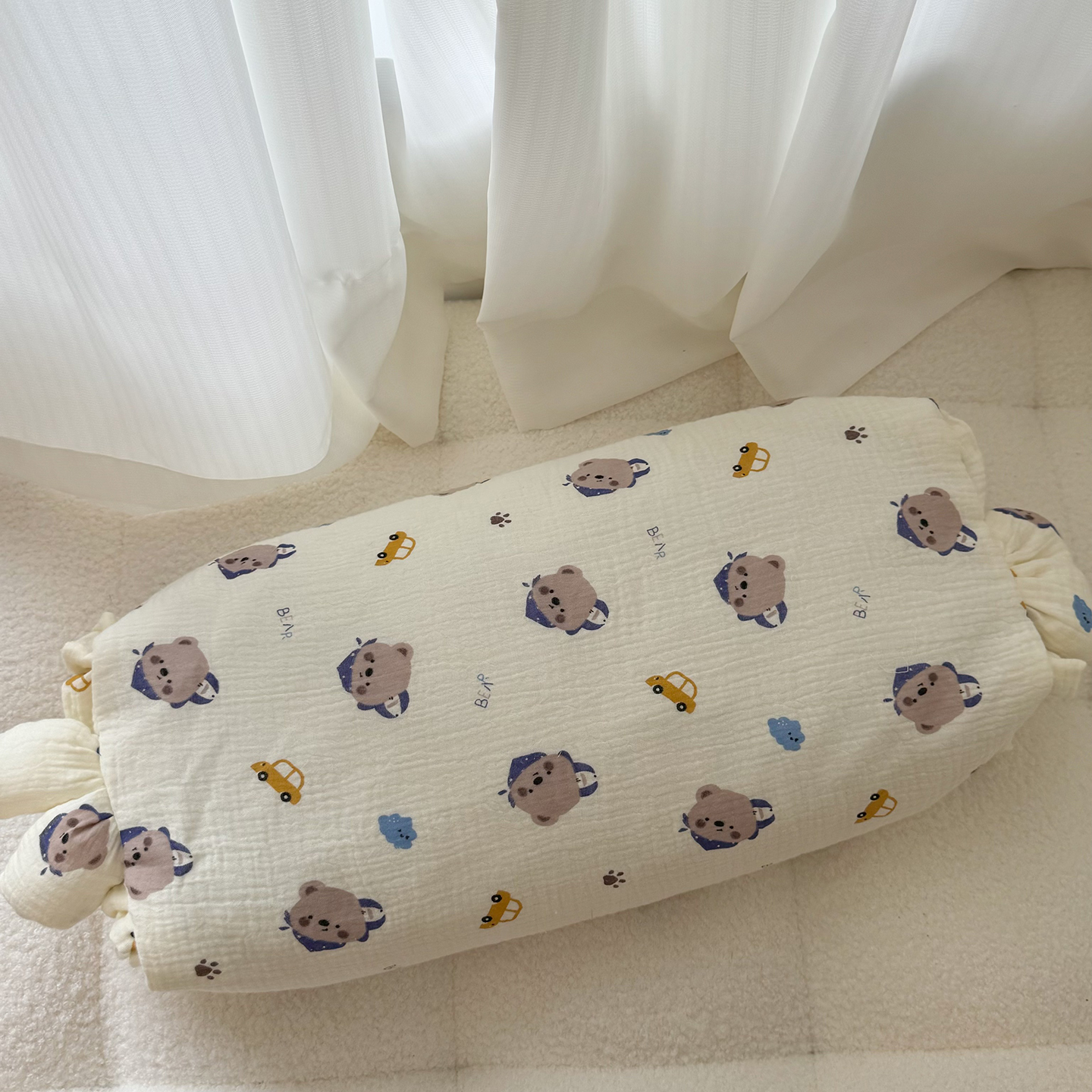 2025新款皱皱纱荞麦枕  枕头枕芯 30*50cm/只 汽车小熊