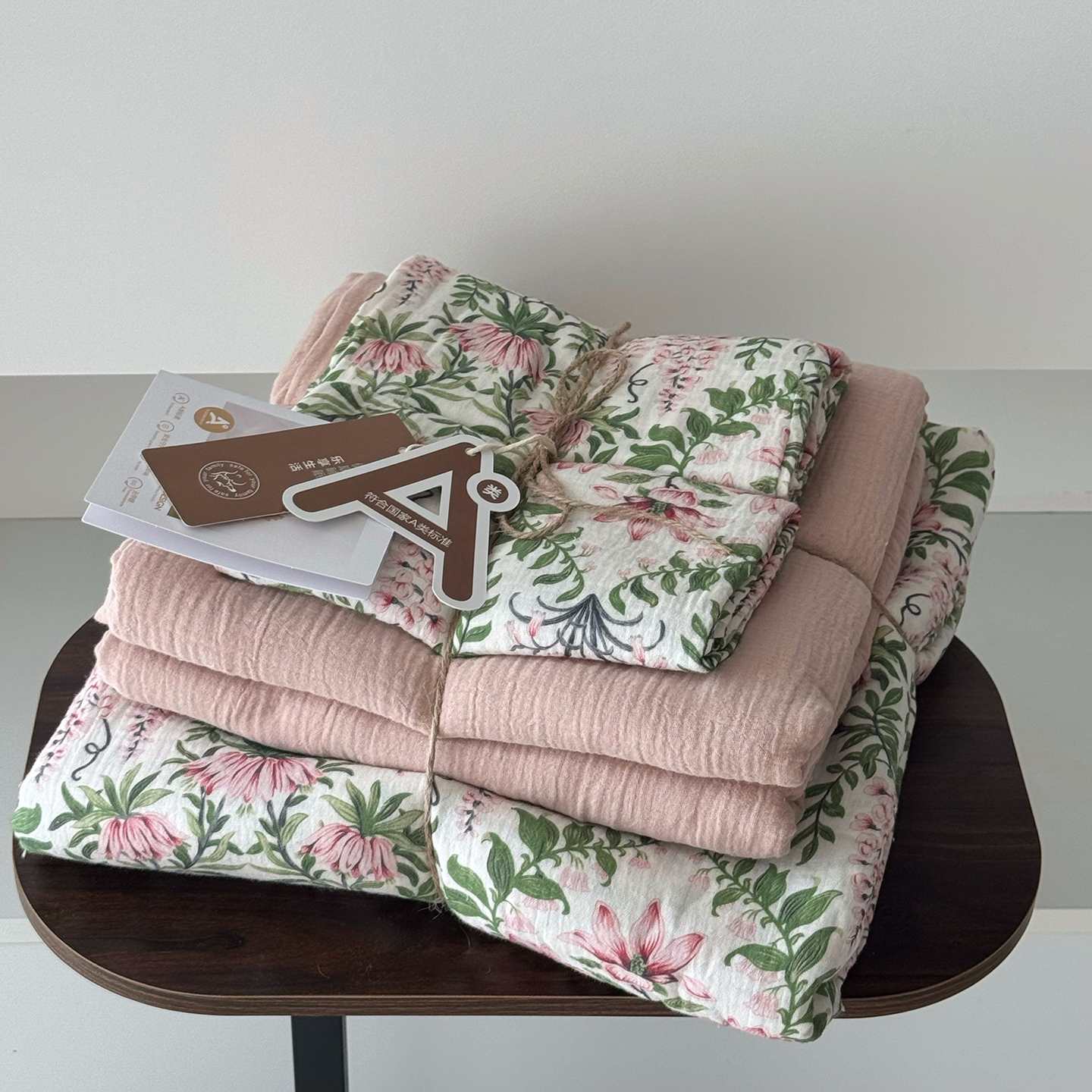 2025新款全棉基础款印花四件套 森屿粉