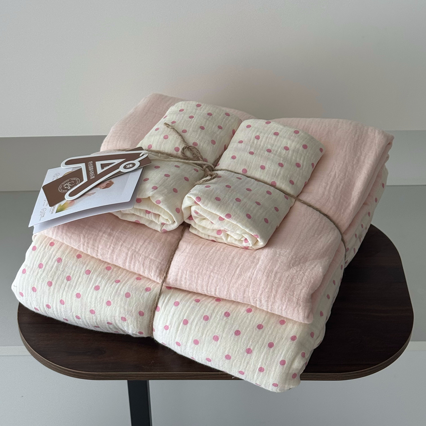 2025新款全棉基础款印花四件套 甜心泡泡粉