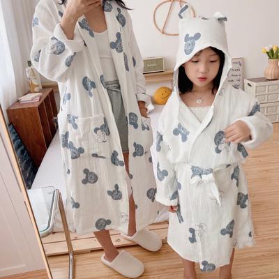 2021新款四层全棉纱布亲子系列家居服浴袍睡衣 儿童款85cm（建议5-8岁） 米奇