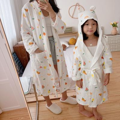 2021新款四层全棉纱布亲子系列家居服浴袍睡衣 儿童款85cm（建议5-8岁） 水果