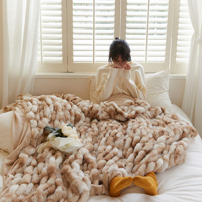 2021新款泡泡兔毛毯 沙发毯 休闲毯轻奢床尾盖毯 150*200cm 米棕