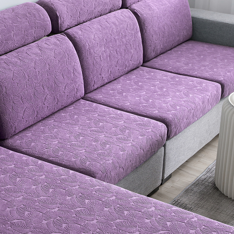 2022新款亲肤面料针织提花小树叶系列沙发笠沙发坐垫套 小坐垫套 紫色