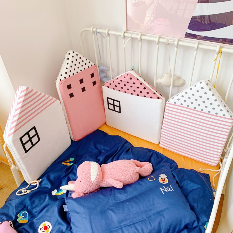 2019新款婴童房子床围 床围4片 粉色房子