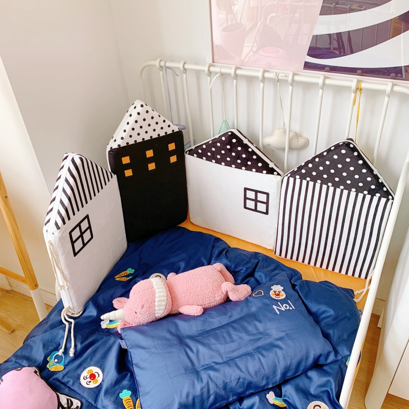 2019新款婴童房子床围 床围4片 黑色房子
