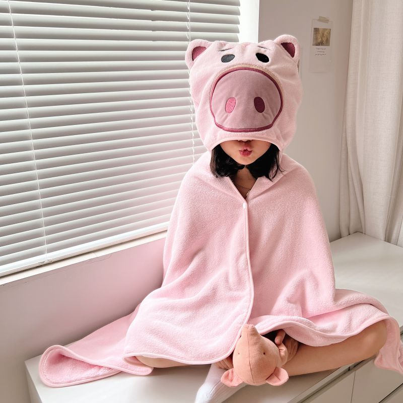 2022新款迪士尼儿童造型披肩浴巾 小猪