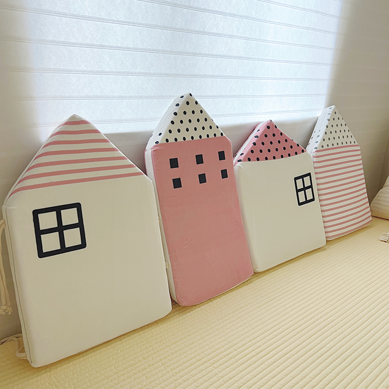2023新款进口宝宝绒ins北欧小房子床围 一组四个 粉色小屋