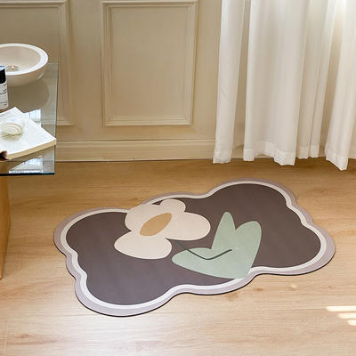 2022新款浴室吸水地垫软硅藻泥脚垫防滑厕所家用卫生间门口速干进门垫地毯 45*70cm 努力的小花