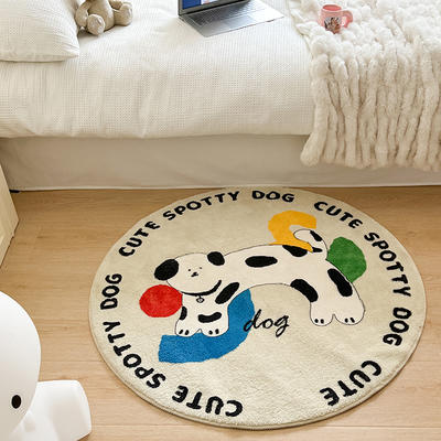 2023新款北欧可爱熊猫地垫客厅茶几毯沙发地毯现代卧室床边毯圆形摇椅垫子 羊羔绒 100米直径圆 森田
