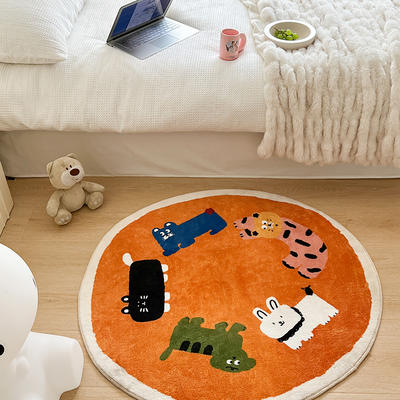 2023新款北欧可爱熊猫地垫客厅茶几毯沙发地毯现代卧室床边毯圆形摇椅垫子 羊羔绒 100米直径圆 依叶