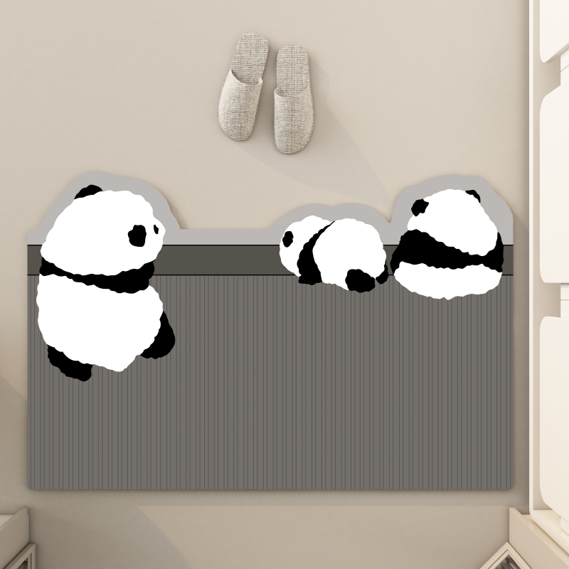2023新款卡通动物硅藻泥吸水垫软垫可爱脚垫子卫生间门口防滑浴室吸水地垫 45*70cm 可爱熊猫