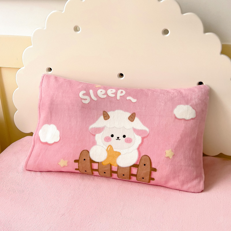 2025新款大版印花牛奶绒儿童枕套枕芯幼儿园枕套枕芯 暖羊羊