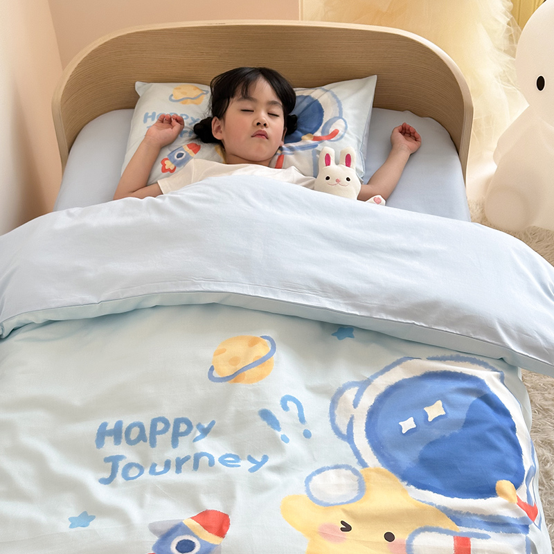 2025新款A类全棉40s数码印花原创大版卡通儿童幼儿园套件 幼儿园三件套