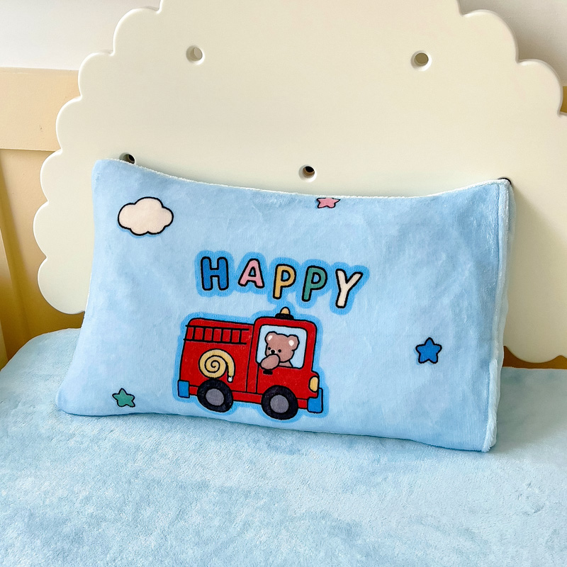 2025新款大版印花牛奶绒儿童枕套枕芯幼儿园枕套枕芯 萌萌汽车