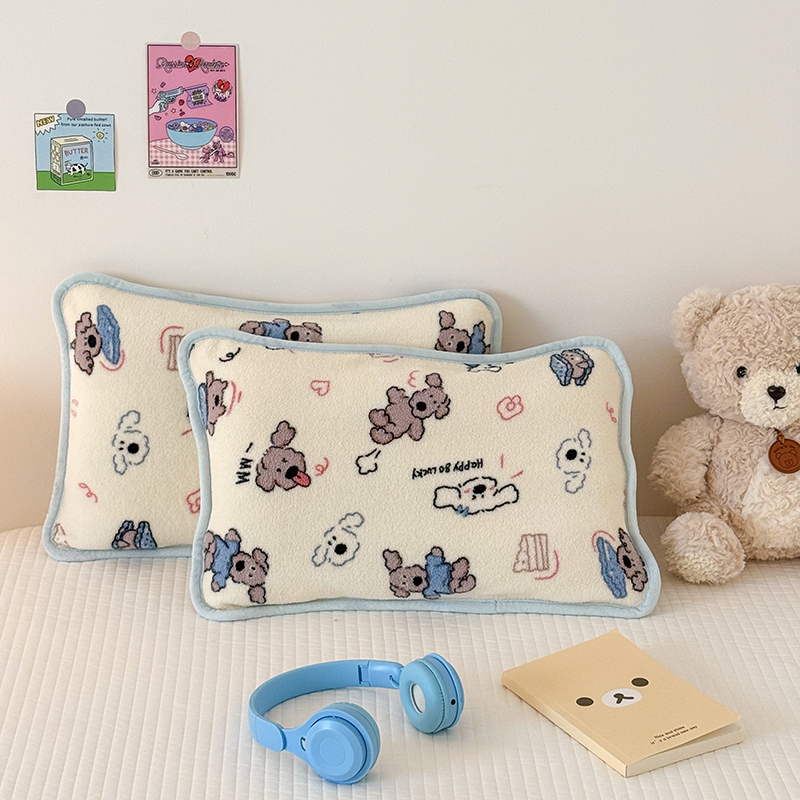 2025新款雪梨绒枕套枕芯儿童枕套枕芯幼儿园枕套枕芯 波利狗
