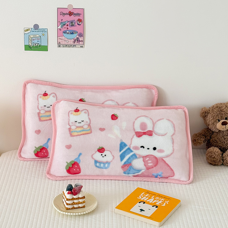 2025年原创大版牛奶绒枕套 枕芯 儿童枕套 枕芯 幼儿园枕套枕芯  牛奶绒-萌小兔