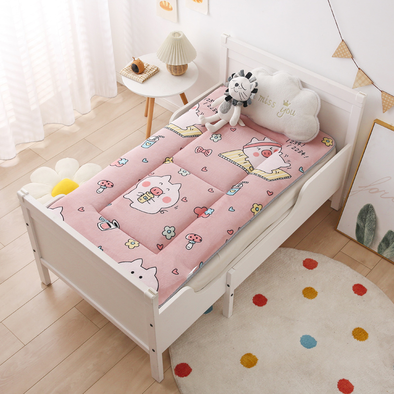 2021新款牛奶绒幼儿园儿童床垫 一体款 60x120cm一体款 粉色小猪