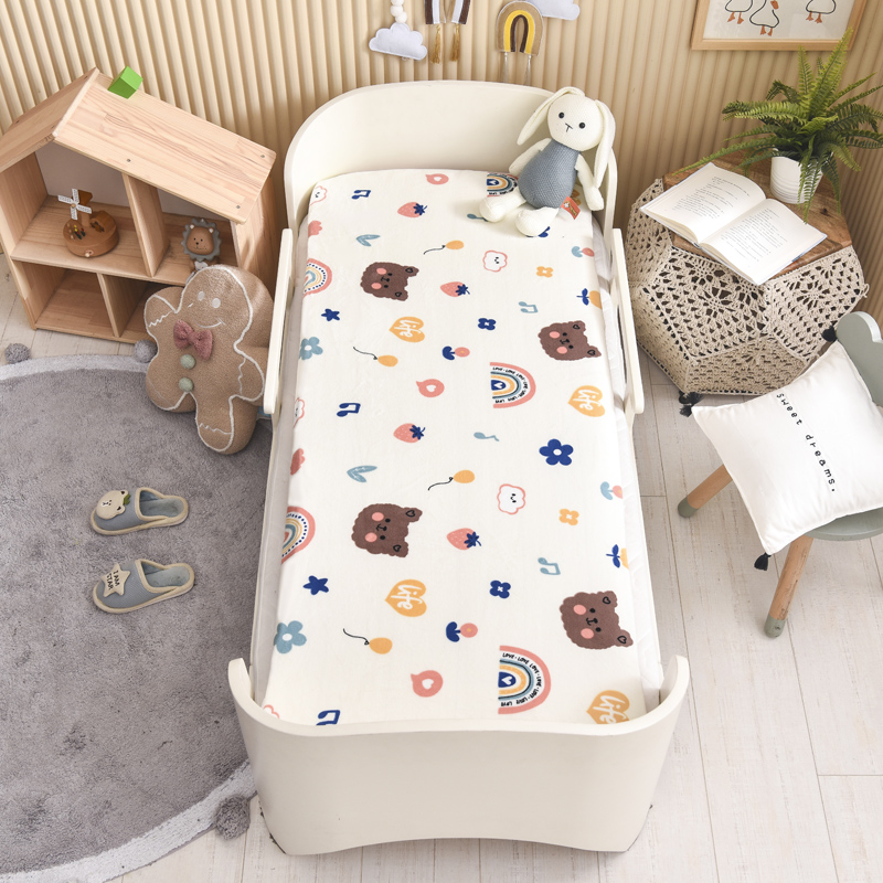 2023新款加厚牛奶绒床垫 儿童床垫 幼儿园床垫 床褥（一体款 可拆款） 50*130cm 嘟嘟熊-可拆款