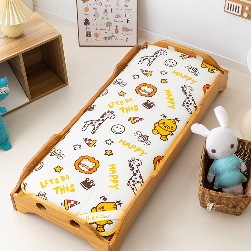 2024新款全棉印花幼儿园儿童可折叠床褥床垫可定做 60*120cm 一体款-动物狂欢