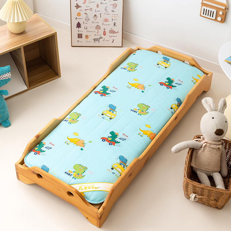 2024新款全棉印花幼儿园儿童可折叠床褥床垫可定做 60*120cm 一体款-恐龙巴士