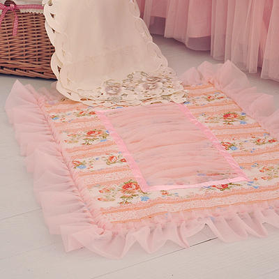 2019新品全棉：印花蕾丝系列风铃草床罩款四件套 1.5米：床裙四件套 地垫可配同款对应花色