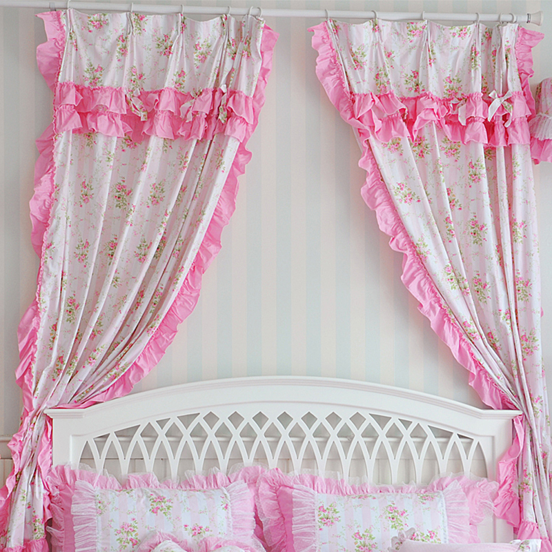 2019新品全棉：印花蕾丝系列莎莎公主床罩款四件套 1.2米：床裙三件套 窗帘可配对应花色
