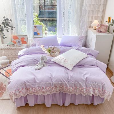 2019新品全棉：简约蕾丝系列丽可儿床罩款四件套 1.5米：床裙四件套 丽可儿紫