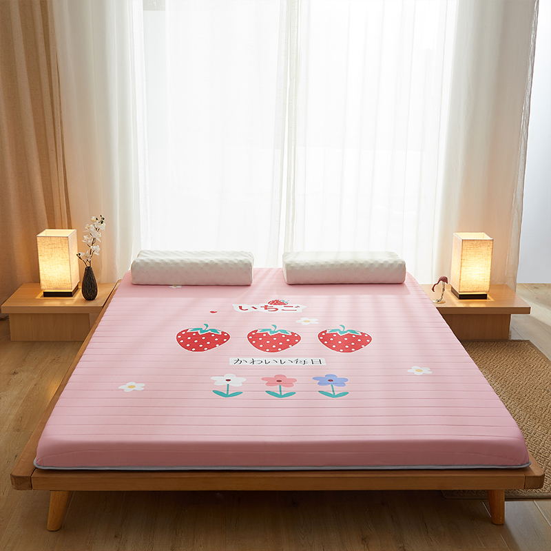2024新款A类大版数码印花亲肤床垫—成人款 0.9*2.0m 草莓朵朵