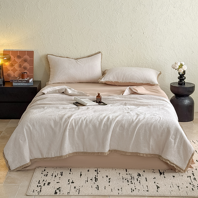 2025新款全棉三层纱提花夏被四件套-竹影系列