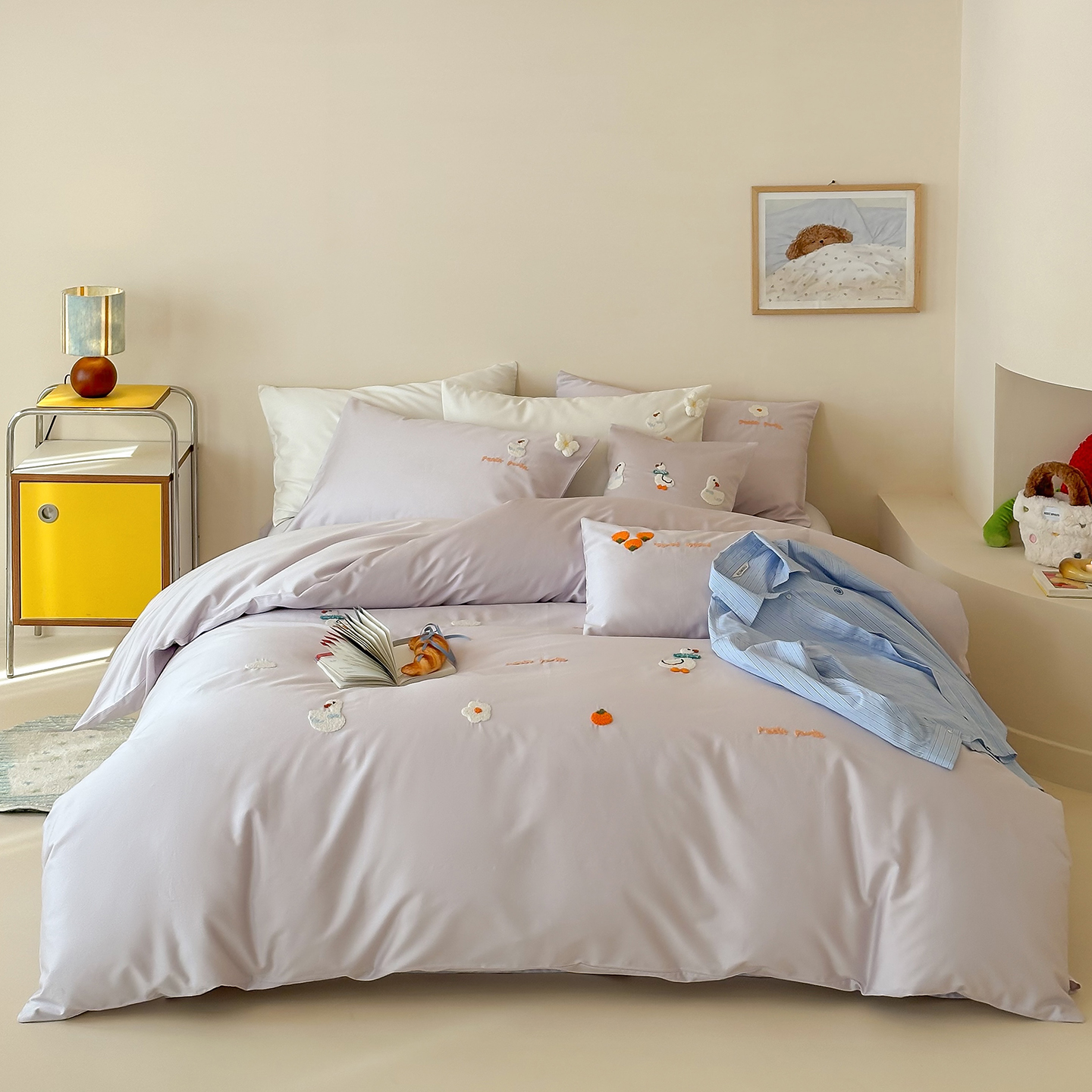 2026新款100S长绒棉毛巾绣四件套-萌鸭乐园 萌鸭乐园-紫