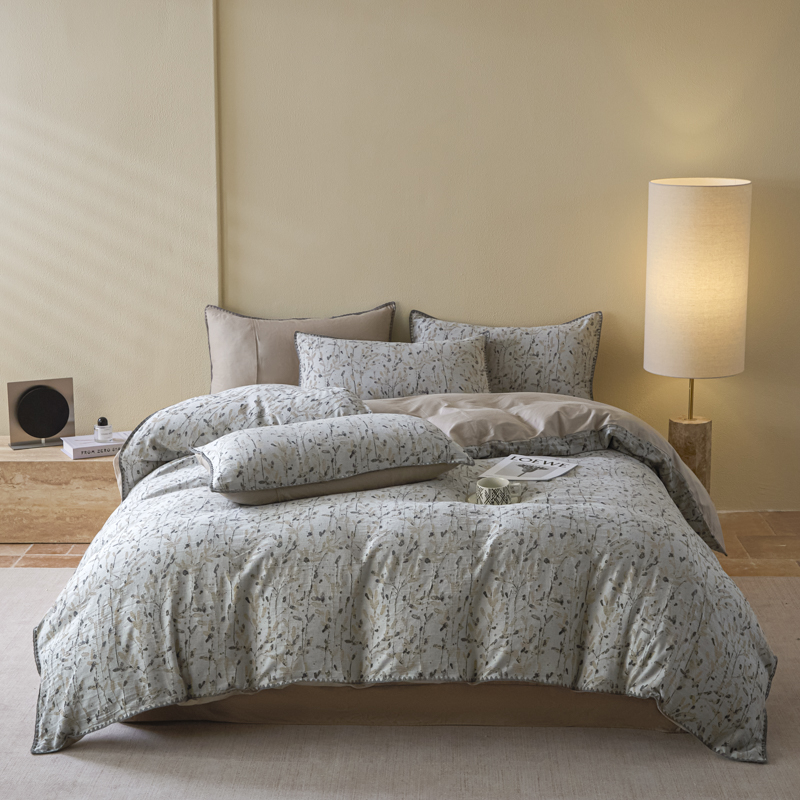 2025新款亲肤全棉三层纱提花四件套