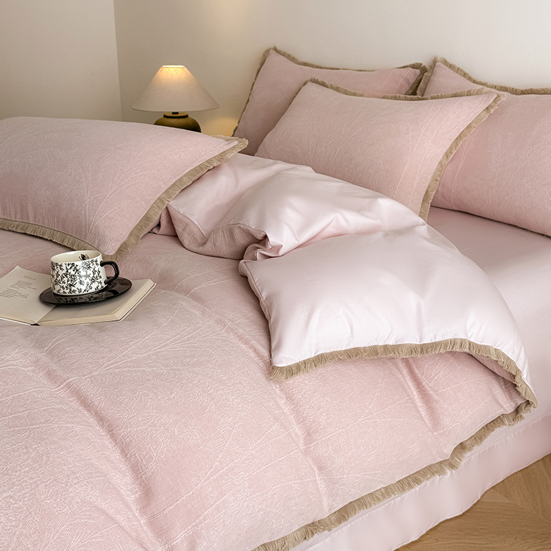 2025新款全棉三层纱花边流苏四件套