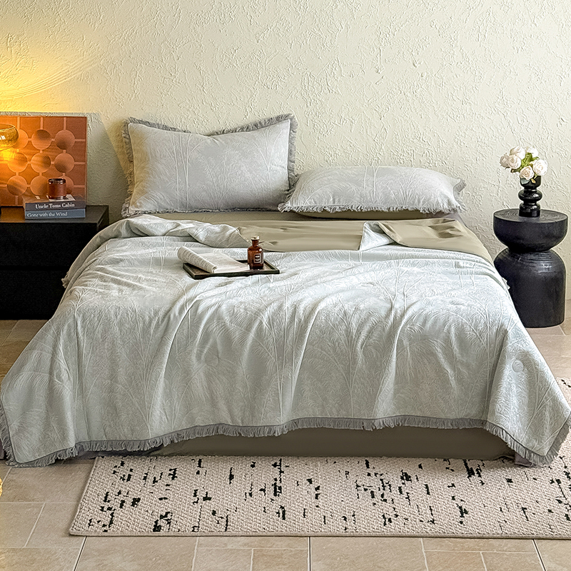 2025新款全棉三层纱提花夏被四件套-竹影系列