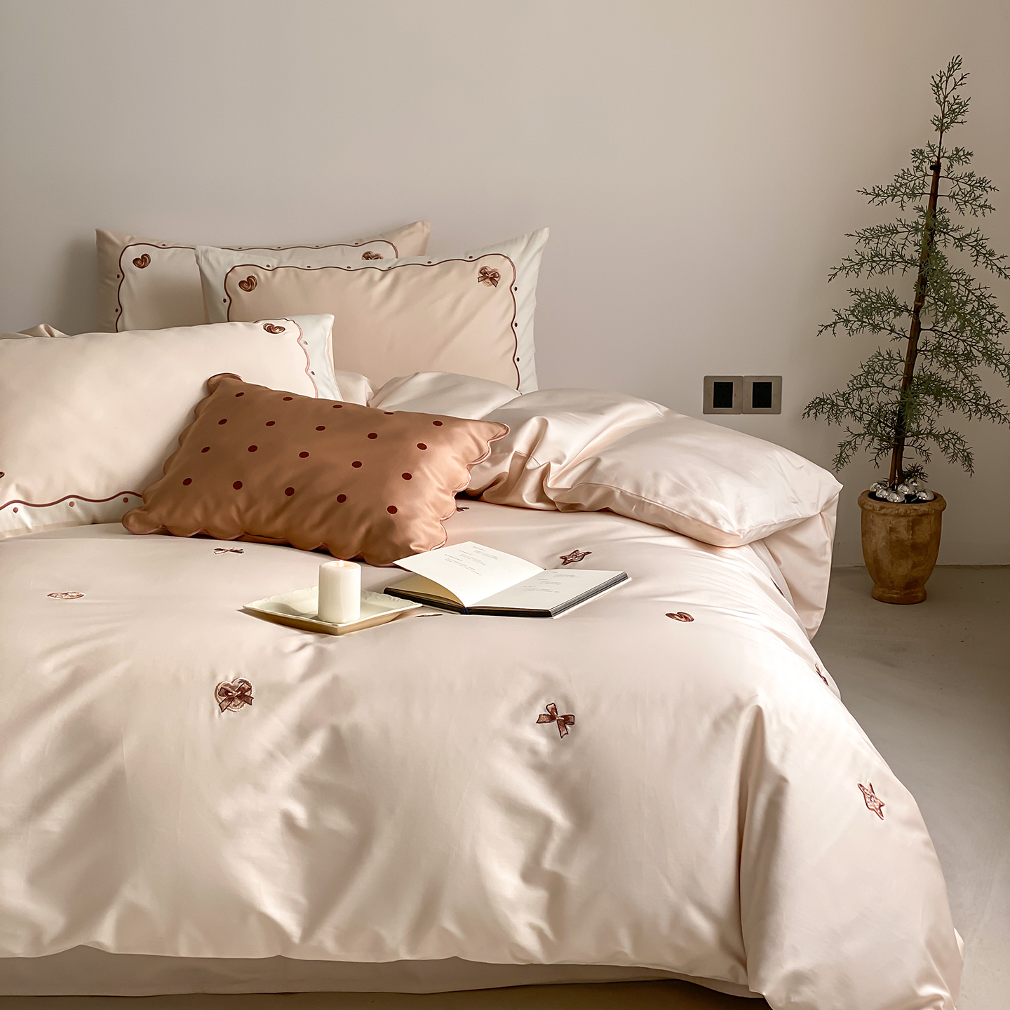 2026新款100s长绒棉刺绣四件套-香榭雅绣 香榭雅绣-咖