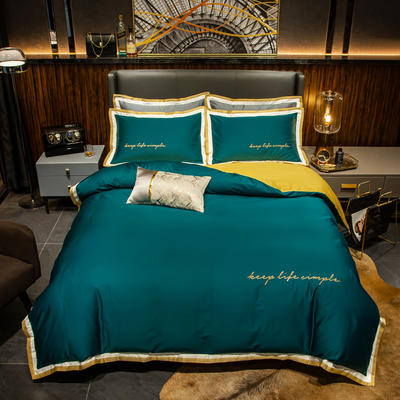 2019新款-60轻奢酒店风四件套 床单款1.8m（6英尺）床 翡翠绿