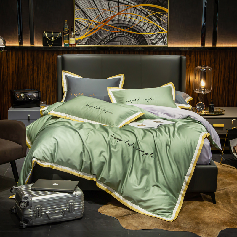 2019新款-60轻奢酒店风四件套 床单款1.8m（6英尺）床 抹茶绿