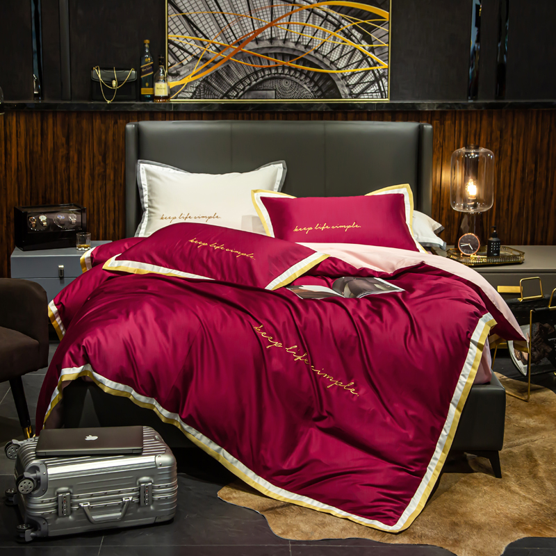 2019新款-60轻奢酒店风四件套 床单款1.8m（6英尺）床 中国红