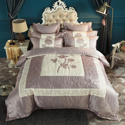 2019新品费力罗娜欧式宫廷风加棉床盖四件套 1.5m（5英尺）床床盖：250cm*2 费力罗娜-灰色