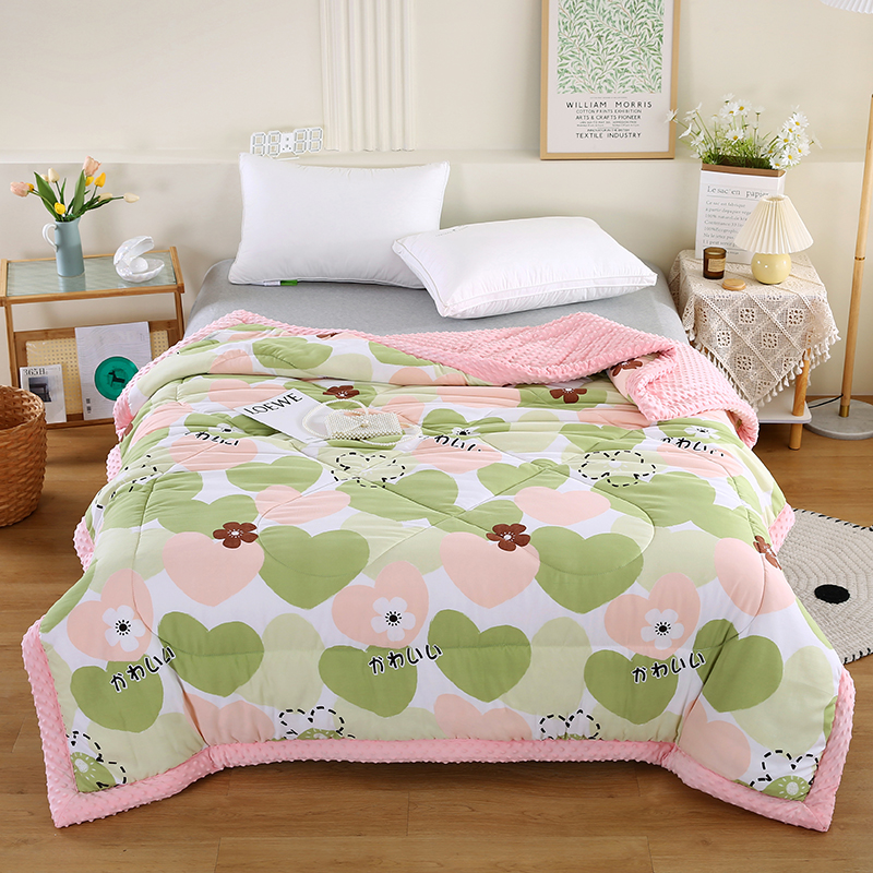 2026新款A类水洗棉豆豆绒被子冬被大豆被芯春秋被冬被幼儿园学生宿舍四季被空调被子被芯 心心相印-粉